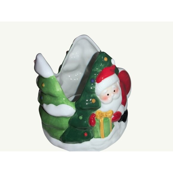 Lenox Rudolph Candle Light Holder Ceramic Christmas Decor Featuring Santa & Rein - Picture 3 of 12